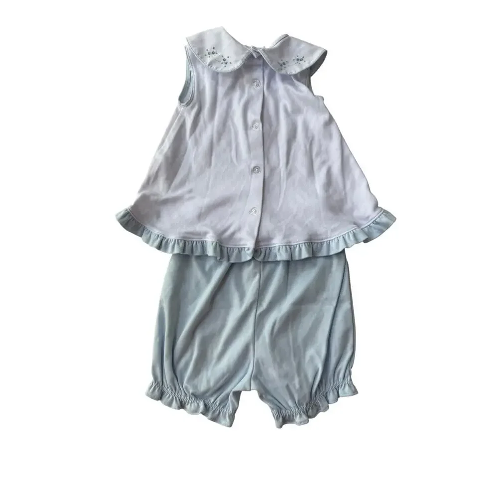 Auraluz Girls Blue/White Sleeveless Top And Short Set Size 3T